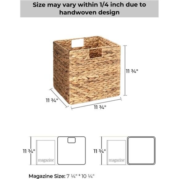 Wicker Baskets for Storage with Liners, Water Hyacinth Storage Baskets - Picture 2 of 7